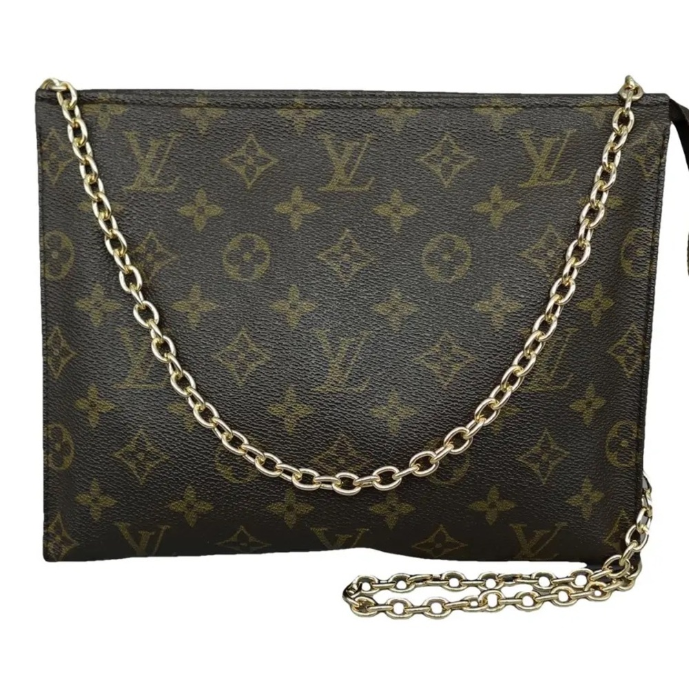 $1290 retail Louis Vuitton Brown Monogram Pouch